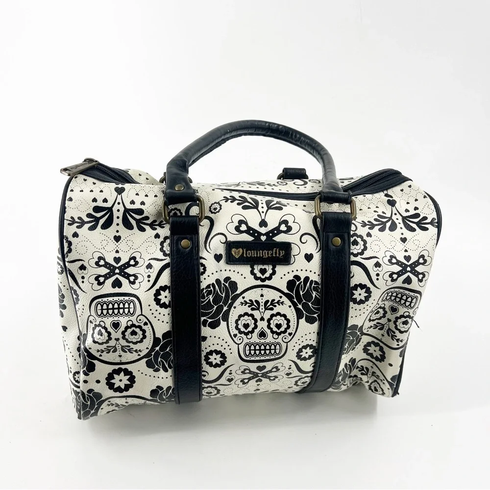 ✅ Disney‎ Parks Loungefly Sugar Skull Black & White Satchel Purse